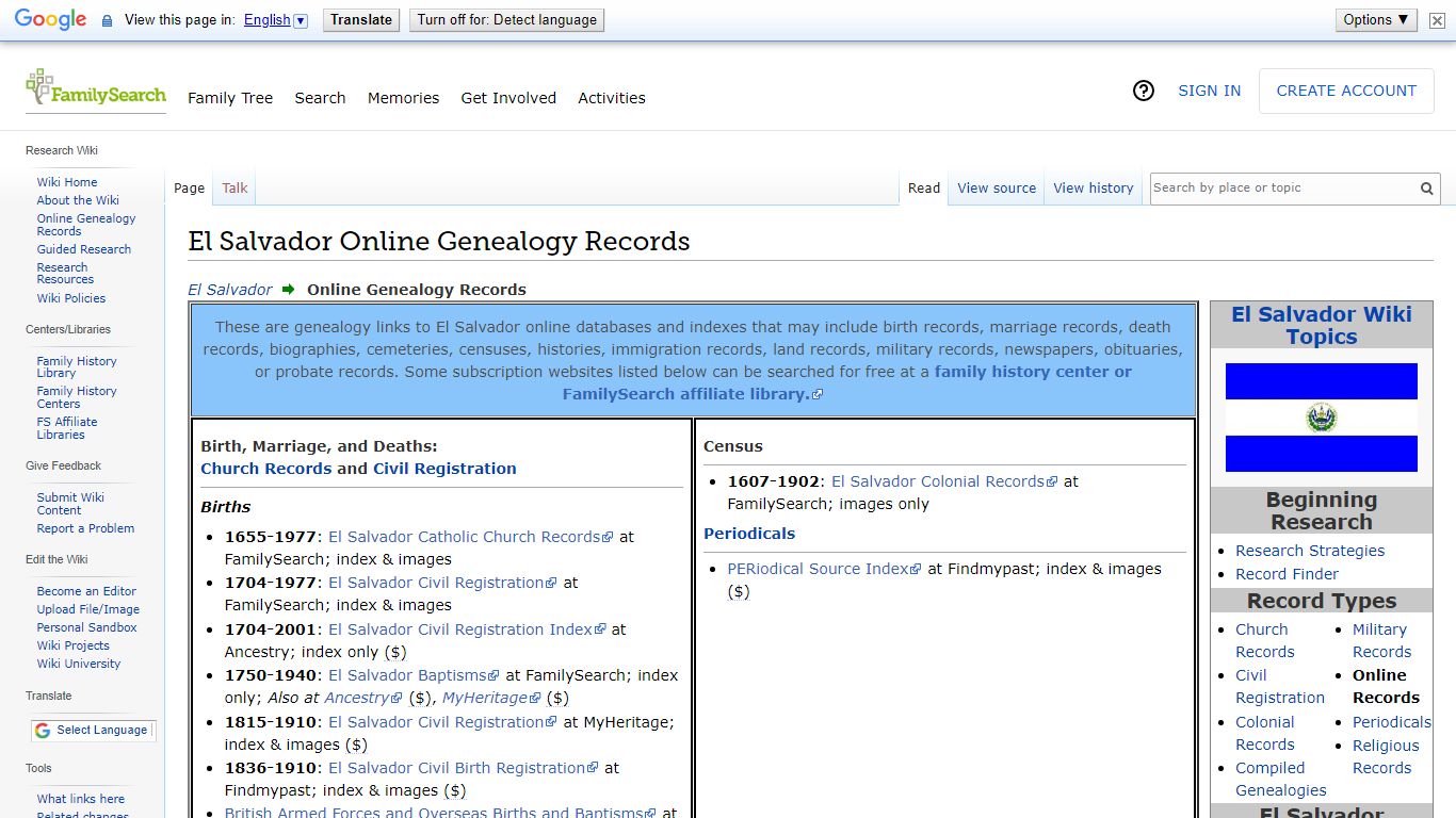 El Salvador Online Genealogy Records • FamilySearch